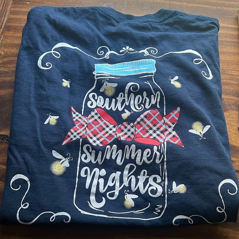 Southern Couture Navy T-shirt Medium Fireflies